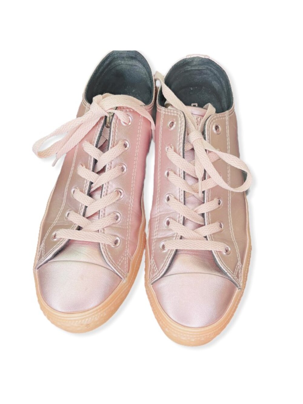 Converse All Star Girls Pink Metallic Low Top Lace Up Sneakers Shoes 5
